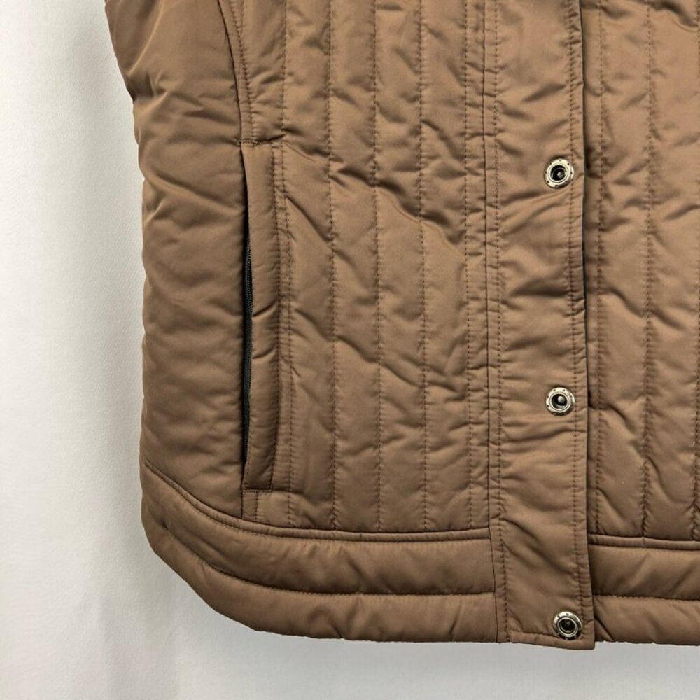 Sun Mountain Puffer Vest Multicolor Snap Faux Fur Trim Collar Pockets Medium - Picture 8 of 10